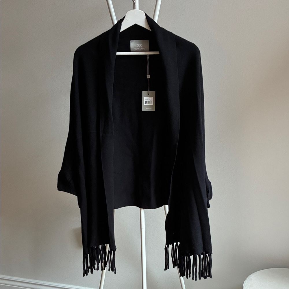 Soia & Kyo Black Fringe Women's Poncho